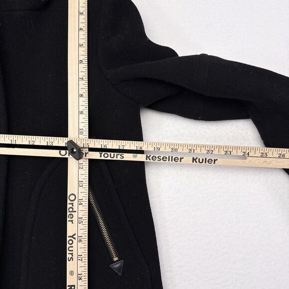 J.‎ Crew Chateau Parka Italian Wool Stadium Cloth Coat Size 2 Black NO FUR HOOD - Picture 8 of 9